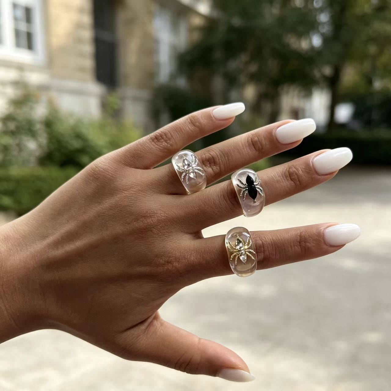 3pc Playful Spider Rings Set for Women, Adjustable